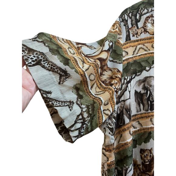 Alfred Dunner Animal Safari Print Button Up Short Sleeve Top Plus Size 16 USA - Picture 4 of 10